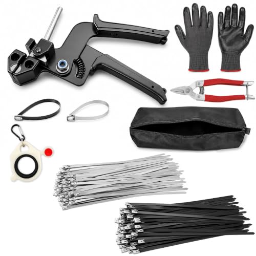 200 Pcs Metal Zip Ties Gun Kit, Heavy Duty Stainless Steel Zip Ties - size: 11.8 in