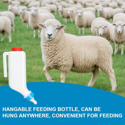 1000ml Lamb Feeding Bottle 2 Pack Hanging Goat Milk Feeder Bottles with Scale Livestock Nursing Bottle for Sheep Dogs Calf Fawns