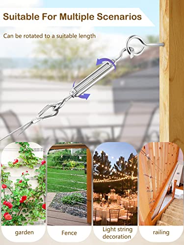 TooTaci 10 Pack M5 Turnbuckle, 304 Stainless Steel Turnbuckle Hook and Hook | Turnbuckle Wire Tensioner, Adjustable Turnbuckles for Cables Wire, Shade Sails, Cable Tightener, Garden Trellis,String Lights - size: M5 CC-10Pcs