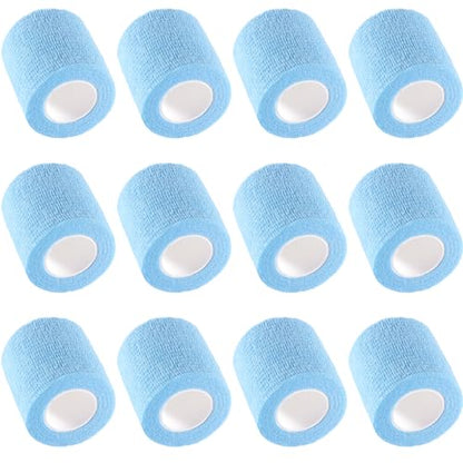 IndigoCase 12 Pack Self Adhesive Bandage Wrap 2 Inch x 5 yd Elastic Tape - color: Skyblue, size: 2 Inch - 12 Pack