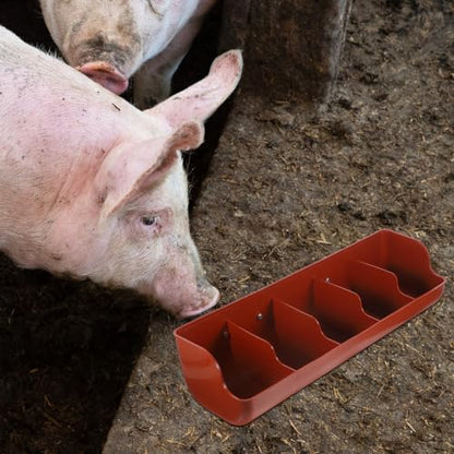 POPETPOP 5-Compartment Piglet Feed Trough Plastic Pig Feeder Manger 21.25X7.08X5.11 Inch Easy to Clean Livestock Feeding Tool for Farm Use - color: 1PC