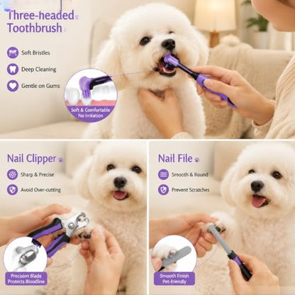Cat Grooming Kit,Kitten Puppy Pet Dog Grooming Kit,Dog Slicker Brush,9PCS - color: Purple-9