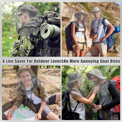 HESTYA 4 Pack Mosquito Bug Net Mesh for Head Mosquito Net Face Fly Netting Hood from Insect Bugs Gnats for Outdoor(Gray) - color: Gray