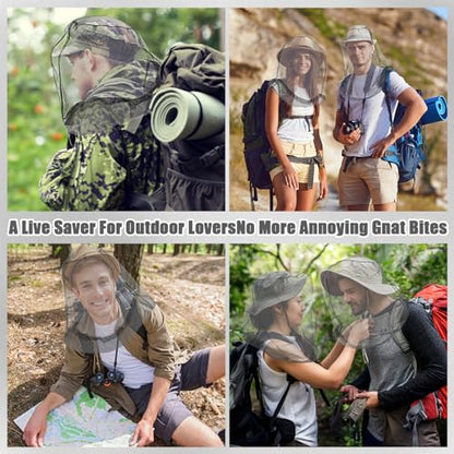 HESTYA 4 Pack Mosquito Bug Net Mesh for Head Mosquito Net Face Fly Netting Hood from Insect Bugs Gnats for Outdoor(Gray) - color: Gray
