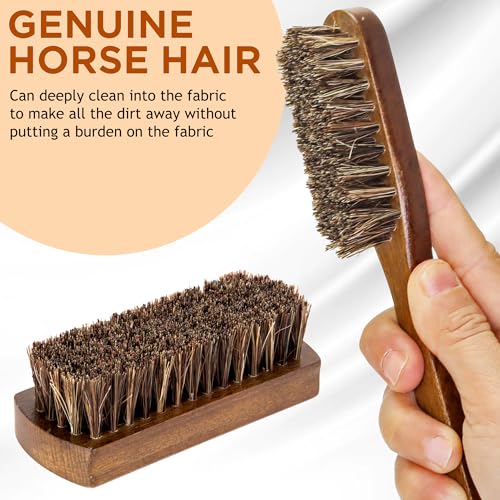 TAKAVU Horse Hair Laundry Brush Set of 2, Soft Natural Bristle - color: Brown Horse Hair