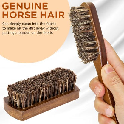 TAKAVU Horse Hair Laundry Brush Set of 2, Soft Natural Bristle - color: Brown Horse Hair