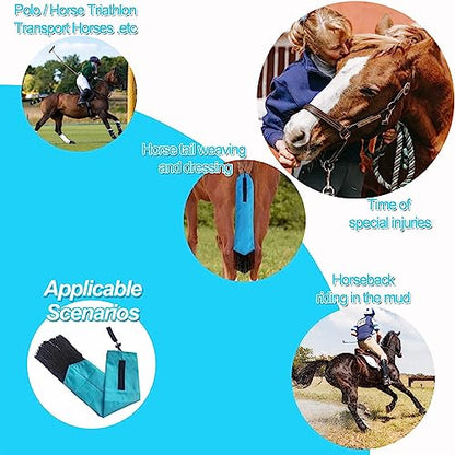 Horse Tail Bag-Waterproof and Durable, Hook and Loop Design Horse Tail Guard,Protects Horse's Tail from Dirt, Breakage and Insects(Blue) - color: Blue