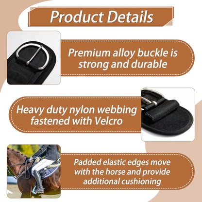 Eccliy 32 Inch Equine Horse Cinch Elastic Saddle Cinch Girth with Buckle for Western Horse Riding Supplies - color: Black