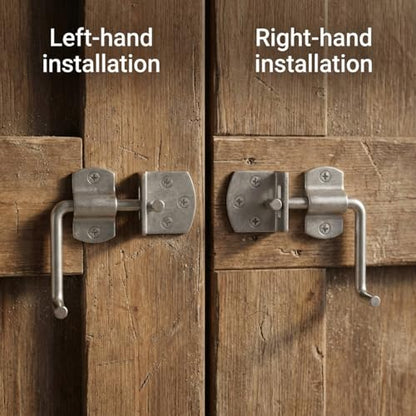 QWORK Surface-Mounted Straight Side Gate Latch Set – Zinc-Coated Metal Locking Hook for Trailers, Wood Gates & Sheds