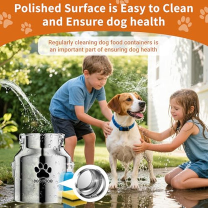 18Lbs Metal Dog Food Storage Container，Stainless Steel Dog Food Storage Container