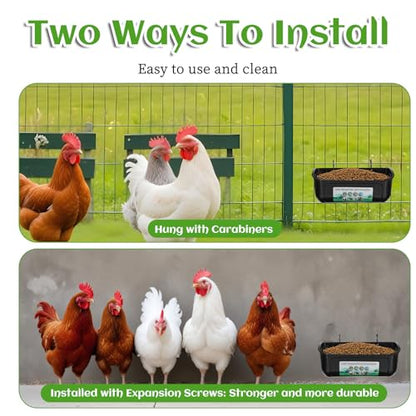 4 Pack Hanging Chicken Feeder Plastic Supplies with Metal Clips for Poultry