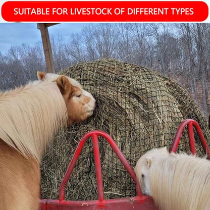 6 * 6ft Completely Upgraded Bolded Round Bale Hay Net for Horses&Livestock, Large Heavy Duty Round Bale Hay Net, 12-Strand Knotless Slow Feeder Hay Net with 2.2inches Holes