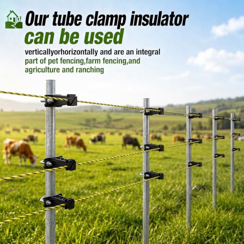 Tondiamo 24 Pcs Tube Post Insulator, Electric Chain Link Fence T Post Extender Insulators for Square Round Pipe Tubing Wire Vinyl Picket Fence (Black) | Extender Insulators for Square Round Pipe Tubing Wire Vinyl Picket Fence - style: Black
