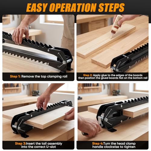 24" panel clamps woodworking 2 Pack, 4-Way Pressure Parallel Clamp | For Cabinet, Tabletops, Board Cabinet, Adjustable Parallelogram Couplers, Cutting Board Clamps For Precision