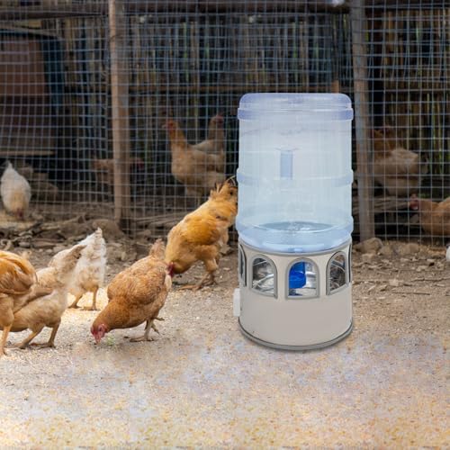 5 Gallon Heated Chicken Waterer with LED Screen, 80W Automatic Poultry Water Heater for 32℉-122℉ Adjustable Temperature, 9 Drinking Windows, Stainless Steel Heated Water Bowl for Winter