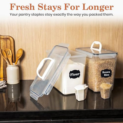 Extra Large Flour Sugar Storage Containers Set – 11L | 372oz Airtight Flour Container with Easy Carry Handle, BPA-Free, Flour and Sugar Containers, Pantry Kitchen Canisters, Fits 14 lbs Flour