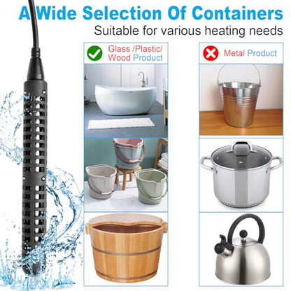 1800W Immersion Water Heater 120V, Portable Submersible Heater with GFCI | Submersible Electric Heater Stainless Steel 316L with Digital LCD Thermometer for 26 Galons Bucket Bath Tub Stock Tank Heater - size: 120V