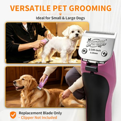 Size 40 Detachable Pet Grooming Clipper Blade with Ceramic Cutter, 0.25mm 1/100 Inch Cut Length, Silver, Compatible with Andis, Oster A5, Wahl KM10, 3 Pack - color: Silver, size: 40# 0.25mm - 3 Pack