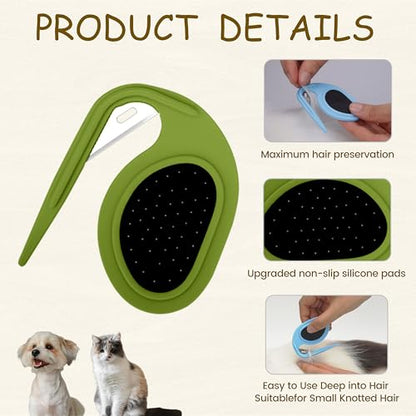 4Pcs Cat Dematting Comb Set - Safe Hidden Blade Pet Knot Remover for Matted Fur, No Scratch Grooming Detangling Tool for Dogs & Cats, Non-Slip Handle - size: Knotting Cut Combs