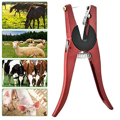 HEEPDD Livestock Ear Tag Plier, Alloy Animal Ear Tag Install Tool, Red