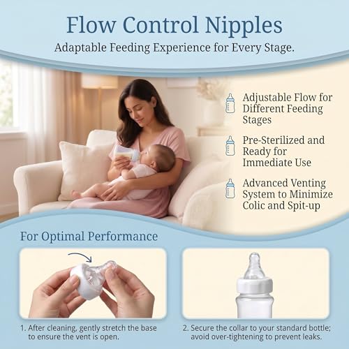 6PCS Standard Flow Nipples, 9ml/min, Reusable, Anti-Colic&Vented Nipples - color: Standard-White