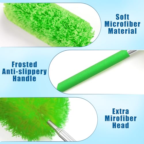 Tanlade 12 Pcs Microfiber Feather Dusters for Cleaning, Green - color: Green