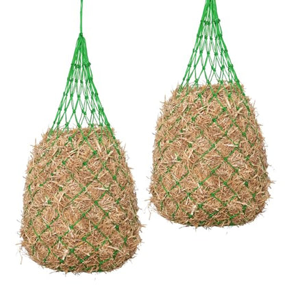 Slow Feed Hay Nets for Horses, 2 Pack, 40 Inch, 2 Inch Holes,Green - color: Green