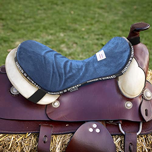 Harrison Howard Trail Seat Saver Western Tack Saddle Ride-on Pad with Cushion Bottom Helps Distribute Back Pressure - color: Blue