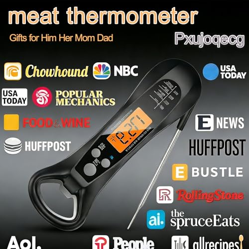 Instant Read Meat Thermometer, Waterproof Digital Food Thermometer | Backlit LCD Display, Long Probe, Fast Accurate Temperature Reading for BBQ, Grill, Candy & Oil Cooking (°C/°F)