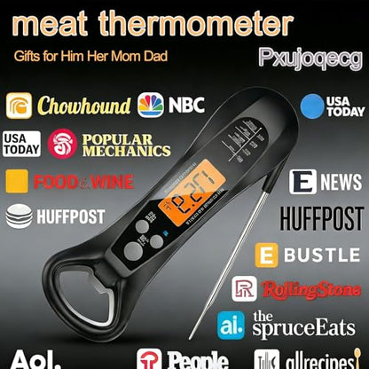 Instant Read Meat Thermometer, Waterproof Digital Food Thermometer | Backlit LCD Display, Long Probe, Fast Accurate Temperature Reading for BBQ, Grill, Candy & Oil Cooking (°C/°F)