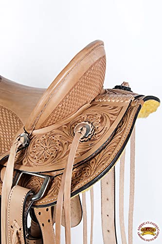 HILASON Western Horse Wade Saddle American Leather Ranch Roping Tan | Hand Tooled & for Horses