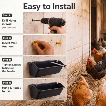 Wenqik 10 Pack Chicken Feeder,5 Quart Hanging Goat Waterer,Black - color: Black