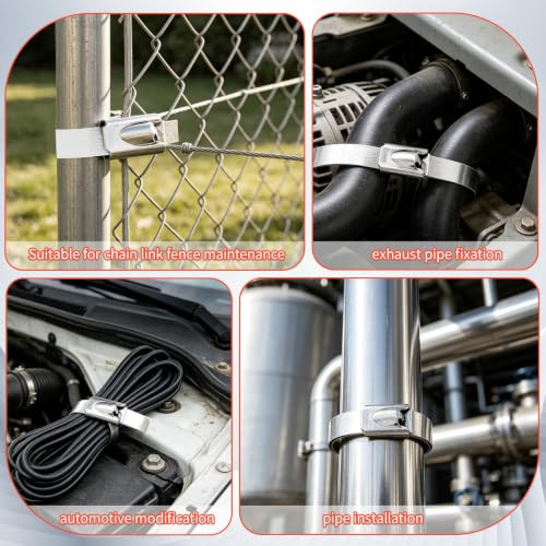 300-Piece Metal Zip Ties Gun Kit,12 Inch 304 Stainless Steel Ties Heavy Duty Outdoor,Adjustable Fastening Cutting Tie Tool for Fence, Chicken Coop,Cables, Pipesas well as Outdoor binding - size: 300PCS