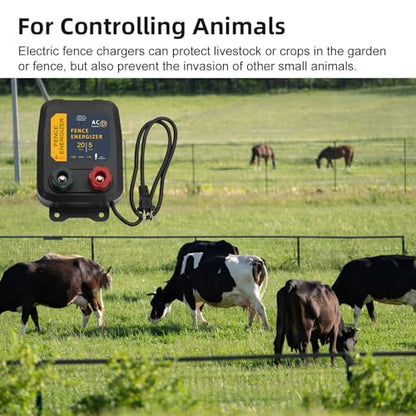 PE5 Electric Fence Energizer 0.20 Joule,20 Acres,Livestock Fence Chargers for Containing Pets and Preventing Wild Animals Intruding - color: 0.20 Joule