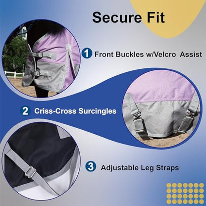 1200D Mini/Pony Horse Blanket, 200g Waterproof Winter Turnout - size: 48"