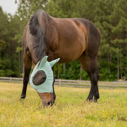 Equinavia Bug Out Horse Fly Mask, Soft Stretch Equine Fly Mask with Ears - color: Misty Jade, size: Cob