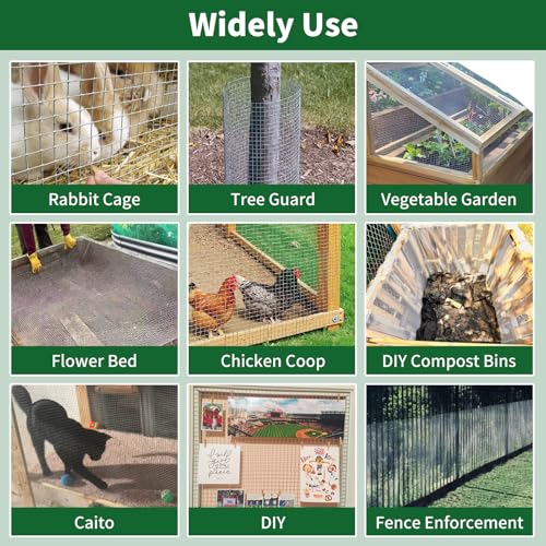 AMAGABELI GARDEN & HOME Hardware Cloth 1/2 Inch 48 x 100 ft 19 Gauge Chicken Wire Fence Weld Wire Fence Mesh Roll Garden Fencing Border Plant Support Poultry Netting Snake Fence Gopher Wire