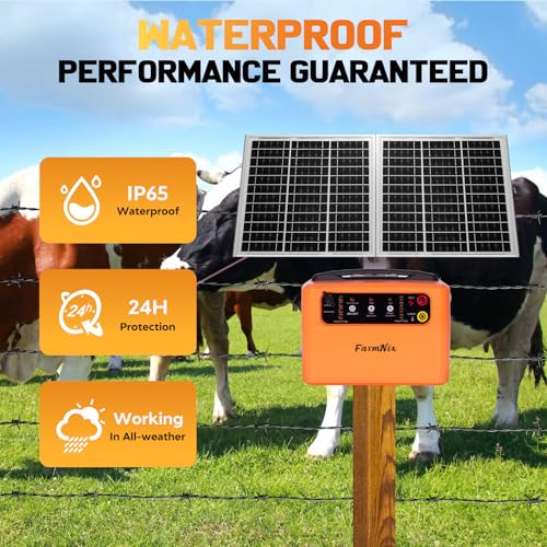 24H Solar Electric Fence Charger, 30 Miles Solar Fence Energizer