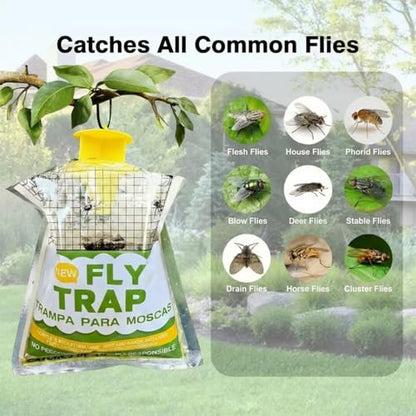 Fly Trap 8 Pack Outdoor Hanging Disposable Fly Catcher Mess-Free Bug Bags for Yard Garden Farm & Horse Ranch