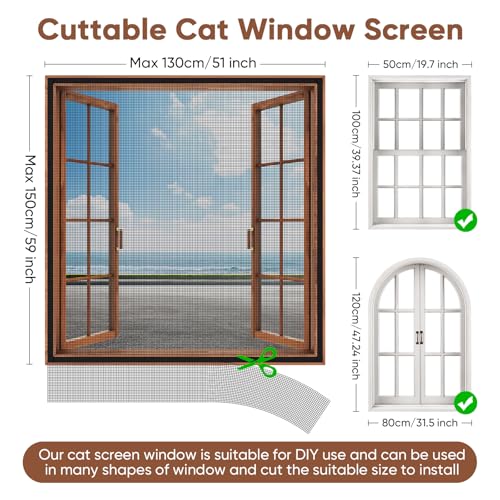 Adjustable DIY Cat Window Screen Fits Any Size Smaller Than 51"x 59" - color: Black