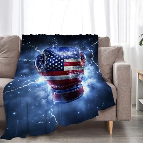 Boxing Throw Blanket Cozy Plush American Flag Gloves Blankets Flannel Fleece Lightweight Fuzzy Party Blanket Gifts for Girls Women Men Boys 50"X40" - color: Boxing Gloves, size: 50"x40"