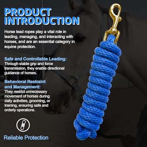 5/8" x 8' Nylon Horse Lead Rope (Royal Blue) - color: Royal Blue