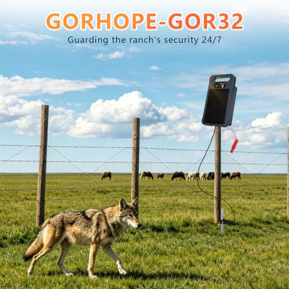 0.32J Solar Electric Fence Charger – 20-Mile Range with Smart Display Grey - color: Grey