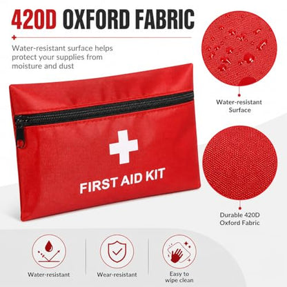 QCWN 12 Pack Empty First Aid Bag Mini Medical Kit Pouch Small Travel Emergency Survival Storage Bags for Car Home Hiking Camping Waterproof Red - size: 12 Pack