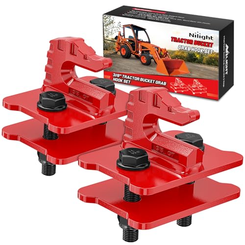 Nilight 2PCS 3/8" Tractor Bucket Grab Hook Bolt On | Heavy Duty Drop Forged Steel Bolt On Zinc-Coated Cast Tow Max 15000 LBS Red - color: Red, size: Grab Hook