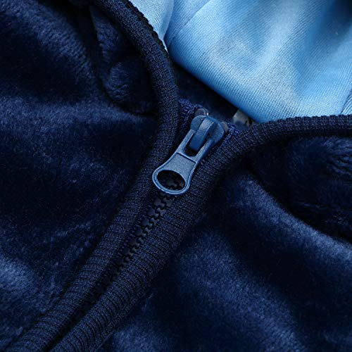 Noubeau Infant Baby Boys Girls Fleece Ears Hat with Lined Hooded Zipper Up Jacket Coat Tops Outwear Overcoat Warm Fall Winte - color: Blue, size: 12-18 Months