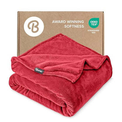 Bare Home Fleece Blanket Luxury Microplush (Full/Queen, Red) - color: 25 - Red, size: Full/Queen