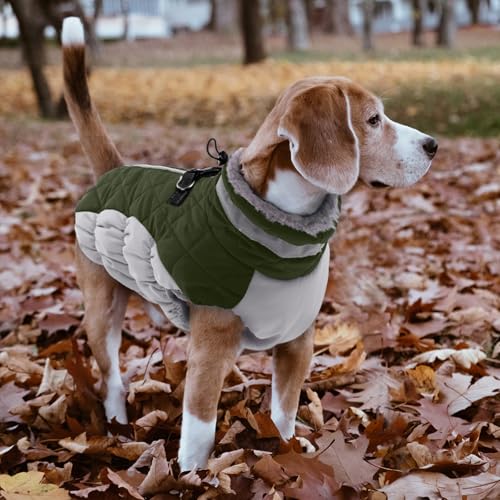 Lelepet Dog Coat Warm Dog Winter Coat Waterproof Dogs Jacket with Harness - color: Army Green, size: X-Small