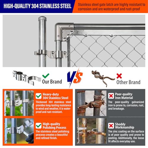 Heavy Duty Stainless Steel 1-3/8" x 1-5/8" Chain Link Fence Gate Fork Latch with Hole for Padlock（Fit 1 3/8" Gate Frame） 1Pack - size: 1-3/8''x1-5/8''-1P