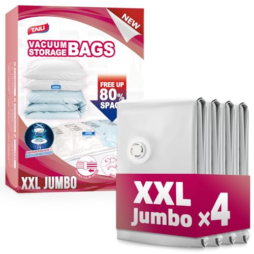 TAILI 4 Pack Vacuum Storage Bags, XXL Jumbo (47x39 Inch), Cream - size: 4 XXL Jumbo